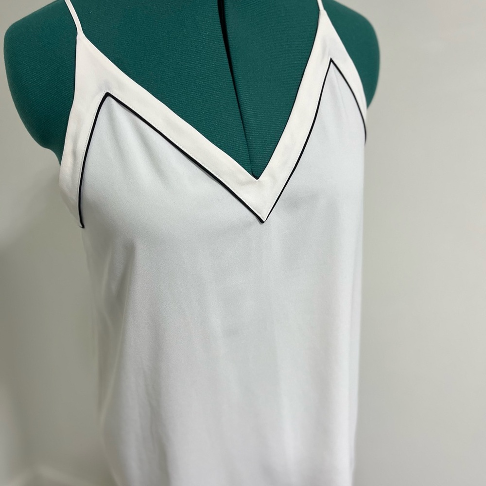 LOFT Ivory Sleeveless Blouse with Dark Accent